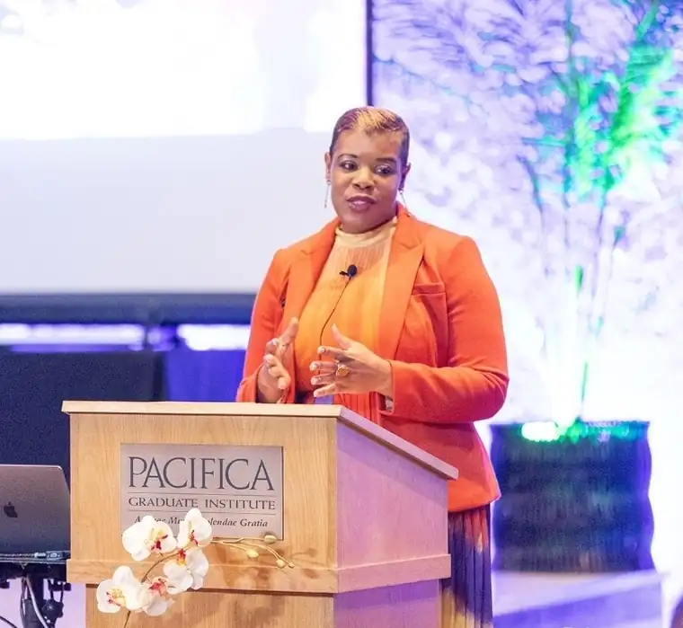 Dr. Leonie H. Mattison speaking as President and CEO of Pacifica Graduate Institute
